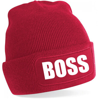 Bellatio Decorations wintermuts - Boss - rood - voor volwassenen - Wintersport - cadeau muts - One size