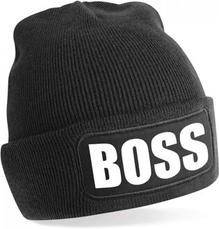 Bellatio Decorations wintermuts - Boss - zwart - voor volwassenen - Wintersport - cadeau muts
