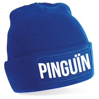 Bellatio Decorations wintermuts - Pinguin - unisex - one size - blauw - voor als het koud is