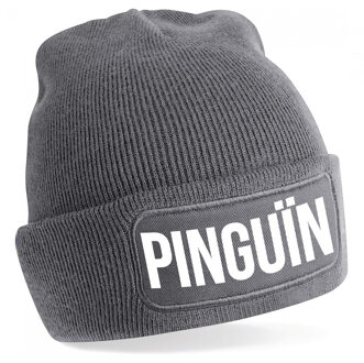 Bellatio Decorations wintermuts - Pinguin - unisex - one size - grijs - voor als het koud is