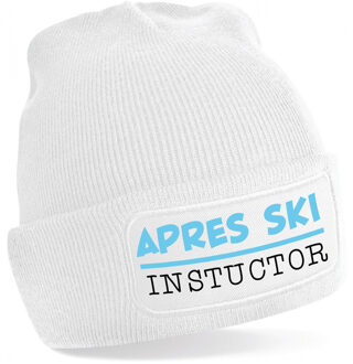 Bellatio Decorations Wintersport muts dames - apres ski instructor - wit - volwassenen - beanie One size