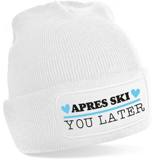 Bellatio Decorations Wintersport muts dames - apres ski you later - wit - volwassenen - beanie One size