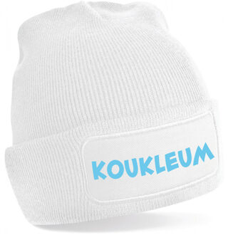 Bellatio Decorations Wintersport muts dames - koukleum - wit - volwassenen - Apres ski beanie One size