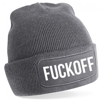 Bellatio Decorations Wintersport muts - fuck off - grijs - one size - unisex - Apres ski beanie One size