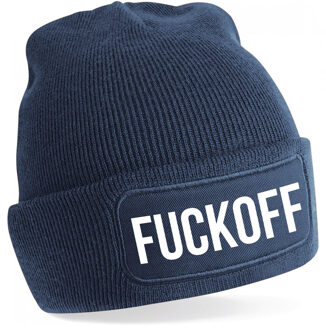 Bellatio Decorations Wintersport muts - fuck off - navy blauw - one size - unisex - Apres ski beanie