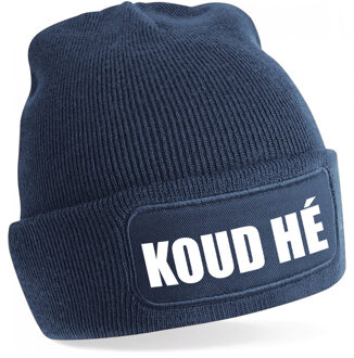 Bellatio Decorations Wintersport muts - koud he - navy blauw - one size - unisex - Apres ski beanie