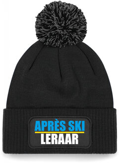 Bellatio Decorations Wintersport muts met pompom - Apres Ski leraar - zwart - one size - unisex - Apres ski beanie
