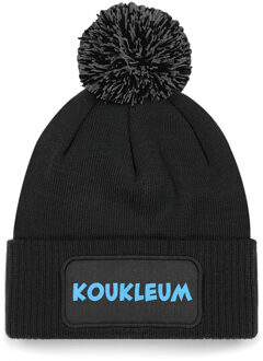 Bellatio Decorations Wintersport muts met pompom - Koukleum - zwart - glitter - unisex - Apres ski One size