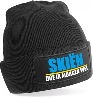 Bellatio Decorations wintersport muts - Skien - zwart - one size - unisex - Apres ski beanie One size