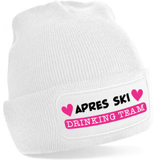 Bellatio Decorations Wintersport muts voor dames - apres ski drinking team - wit - one size - volwassenen - beanie One size