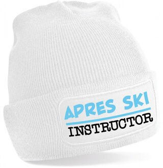 Bellatio Decorations Wintersport muts voor dames - apres ski instructor - wit - one size - volwassenen - beanie