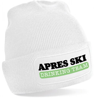 Bellatio Decorations Wintersport muts voor dames - drinking team - wit - one size - volwassenen - Apres ski beanie