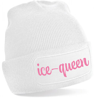 Bellatio Decorations Wintersport muts voor dames - Ice Queen - wit - one size - volwassenen - Apres ski beanie