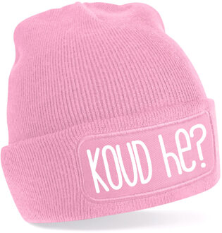 Bellatio Decorations Wintersport muts voor volwassenen - Koud He - roze - one size - Apres ski beanie