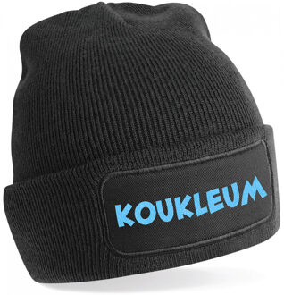 Bellatio Decorations Wintersport muts voor volwassenen - Koukleum - zwart - blauwe glitters - one size - Apres ski beanie