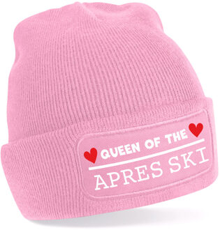 Bellatio Decorations Wintersport muts voor volwassenen - Queen of Apres ski - roze - one size - beanie One size