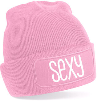 Bellatio Decorations Wintersport muts voor volwassenen - sexy - roze - one size - Apres ski beanie One size