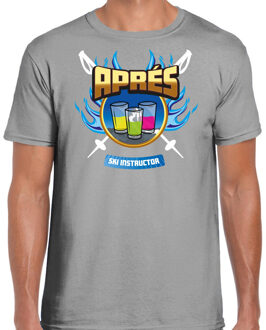 Bellatio Decorations Wintersport verkleed t-shirt voor heren - apres ski instructor - grijs - winter outfit