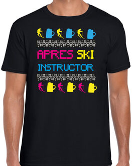 Bellatio Decorations Wintersport verkleed t-shirt voor heren - apres ski instructor - zwart - winter patroon XL