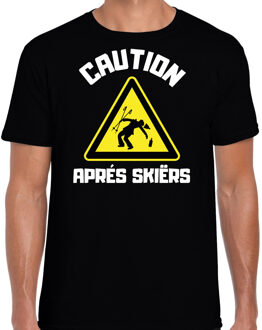 Bellatio Decorations Wintersport verkleed t-shirt voor heren - apres ski waarschuwing - zwart - winter outfit XL