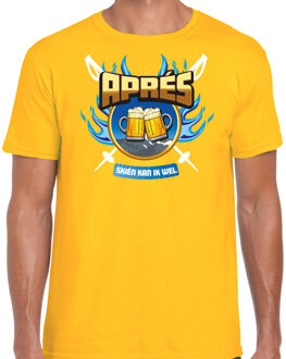 Bellatio Decorations Wintersport verkleed t-shirt voor heren - apres skien - geel - winter/apres ski outfit
