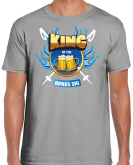 Bellatio Decorations Wintersport verkleed t-shirt voor heren - king of the apres ski - grijs - bier/winter outfit L