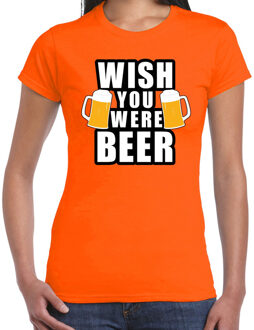 Bellatio Decorations Wish you were BEER drank fun t-shirt oranje voor dames 2XL