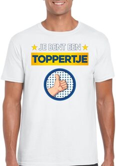 Bellatio Decorations Wit feest shirt - Je bent een toppertje met duim omhoog voor heren XL