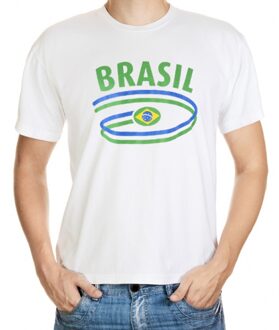 Bellatio Decorations Wit heren t-shirt brazilie 2xl