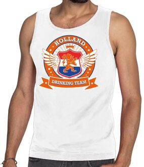 Bellatio Decorations Wit Holland drinking team tankop / mouwloos shirt oranje accenten heren -  Nederland/supporter kleding 2XL