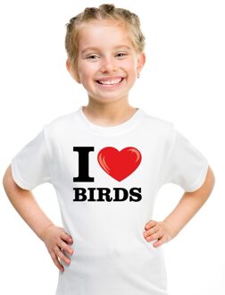 Bellatio Decorations Wit I love birds t-shirt kinderen L (146-152)