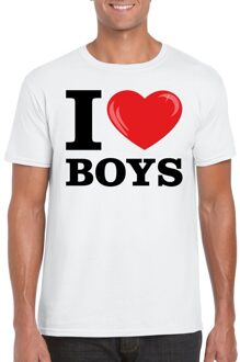 Bellatio Decorations Wit I love boys homo t-shirt heren 2XL - Feestshirts