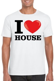 Bellatio Decorations Wit I love house t-shirt heren 2XL - Feestshirts