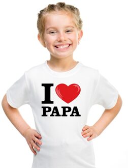 Bellatio Decorations Wit I love Papa t-shirt kinderen L (146-152)