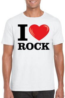 Bellatio Decorations Wit I love rock t-shirt heren 2XL - Feestshirts