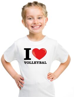 Bellatio Decorations Wit I love volleybal t-shirt kinderen L (146-152)