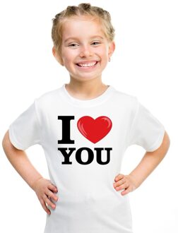 Bellatio Decorations Wit I love You t-shirt kinderen L (146-152)