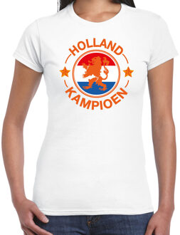 Bellatio Decorations Wit t-shirt Holland / Nederland supporter Holland kampioen met leeuw EK/ WK voor dames