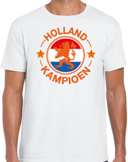 Bellatio Decorations Wit t-shirt Holland / Nederland supporter Holland kampioen met leeuw EK/ WK voor heren