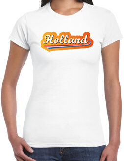 Bellatio Decorations Wit t-shirt Holland / Nederland supporter Holland met Nederlandse wimpel EK/ WK voor dames