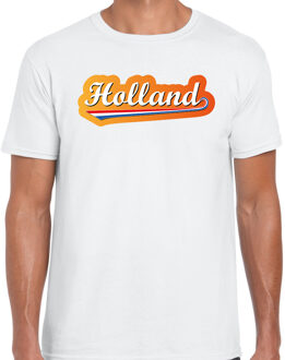 Bellatio Decorations Wit t-shirt Holland / Nederland supporter Holland met Nederlandse wimpel EK/ WK voor heren