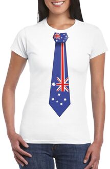 Bellatio Decorations Wit t-shirt met Australie vlag stropdas dames 2XL