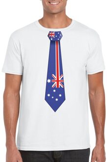 Bellatio Decorations Wit t-shirt met Australie vlag stropdas heren