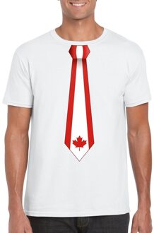 Bellatio Decorations Wit t-shirt met Canada vlag stropdas heren 2XL