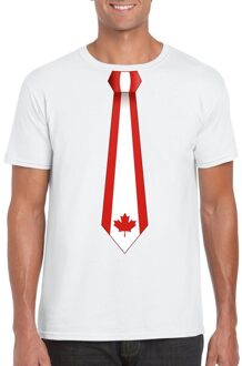 Bellatio Decorations Wit t-shirt met Canada vlag stropdas heren