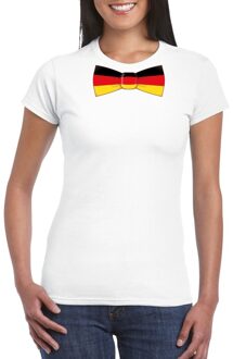 Bellatio Decorations Wit t-shirt met Duitsland vlag strikje dames 2XL