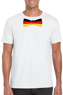 Bellatio Decorations Wit t-shirt met Duitsland vlag strikje heren