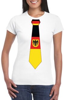 Bellatio Decorations Wit t-shirt met Duitsland vlag stropdas dames