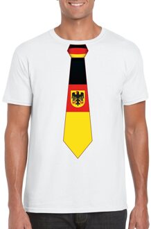 Bellatio Decorations Wit t-shirt met Duitsland vlag stropdas heren 2XL