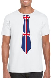 Bellatio Decorations Wit t-shirt met Engeland vlag stropdas heren L